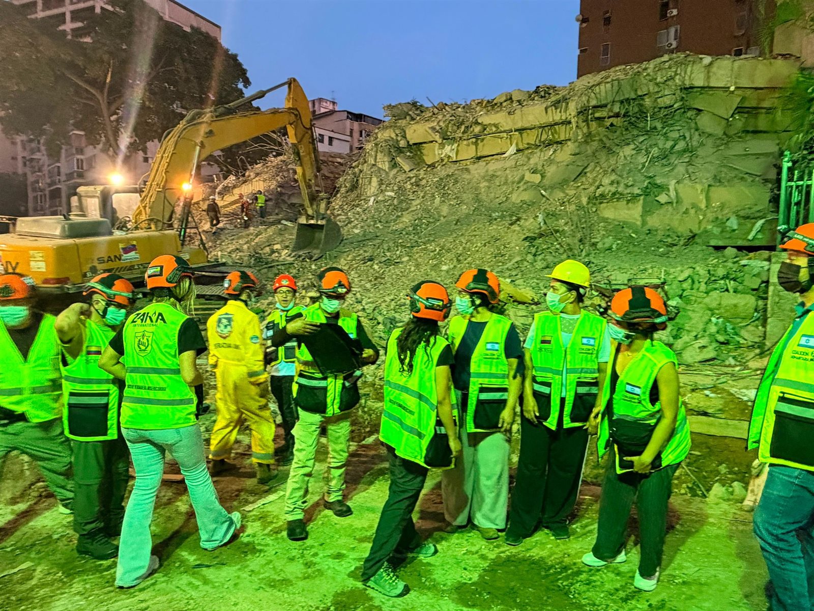 ZAKA International volunteers at a collapsed building in Venezuela